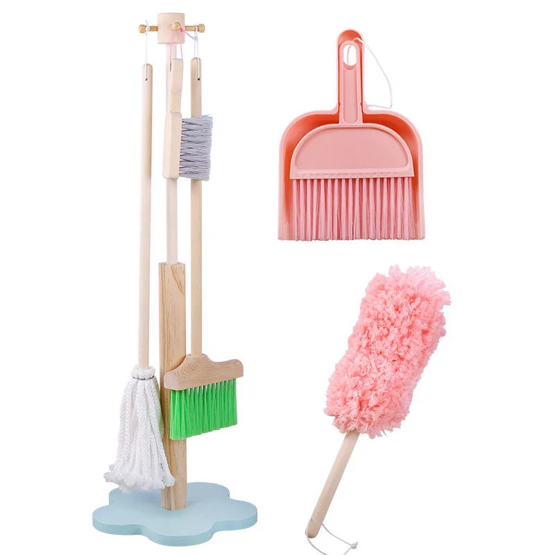 6Pcs Toddler Montessori Cleaning Play Set Toy Kids Broom Sweep Mop Set For Ages 3+ 6