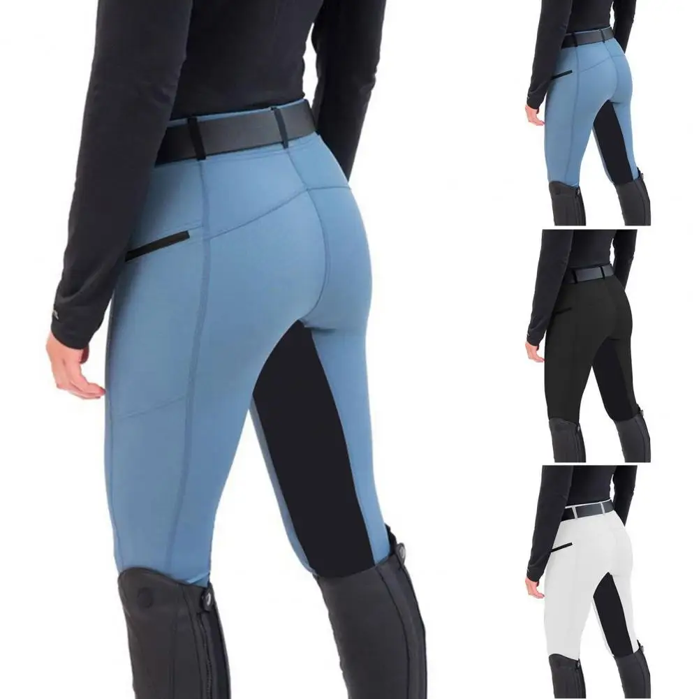 

Charming Comfortable Elastic Waistband Versatile Splicing Color Exercise Equestrian Pants Riding Pants Good Elasticity