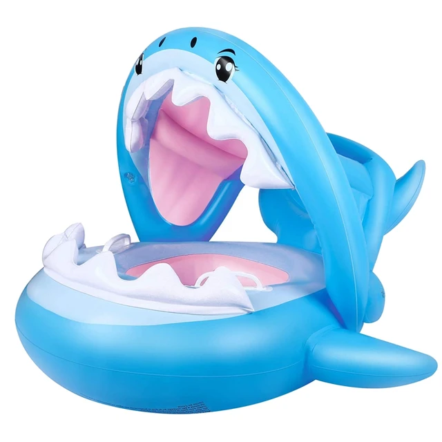 Baby Swimming Pool Float Ring Toddler Floaties With Removable Inflatable Canopy Shark Infant For Kids Aged 6 36 Months 1