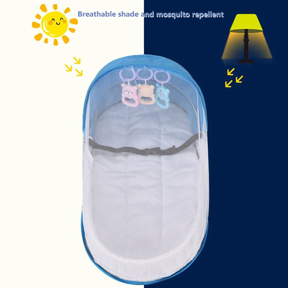 Lettino da viaggio per bambini Cuciture strette Lettino da viaggio per bambini Morbido cotone di lino Resistente allo strappo Multifunzionale Tocco confortevole per il giardino - immagine 3