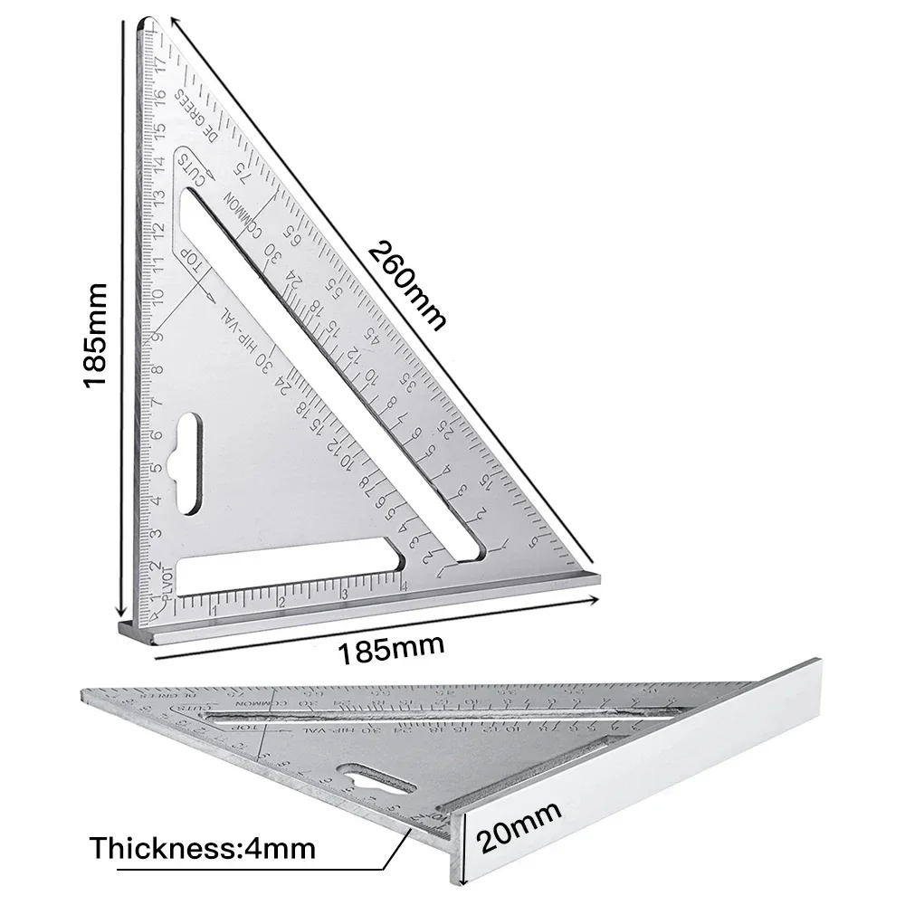 Tripod Aluminium Angle Protractor 7" Woodworkers Carpenter's Tools 90 Degree Thick Leather Right Angle