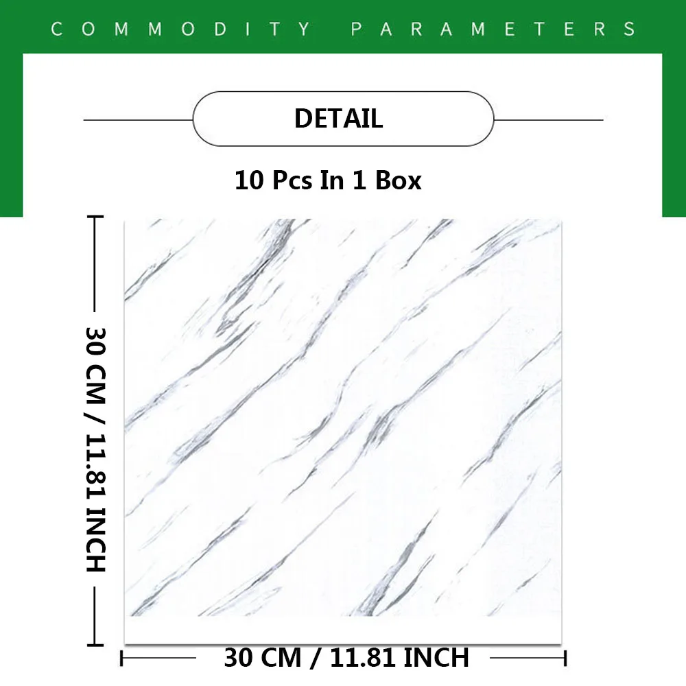 10 Pcs SXP Marble Peel And Stick Wall Tiles, Self-Adhesive Floo Tiles, Waterproof Wall Sticker, 11.81'' X 11.81'' 5