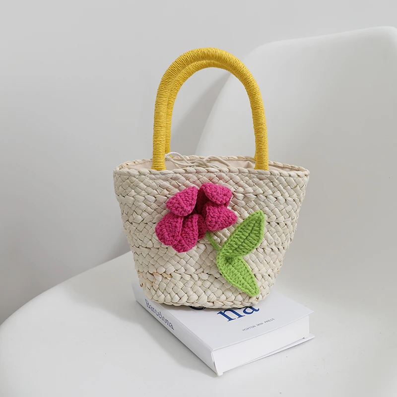small handmade straw purse for children Corn husk bag 