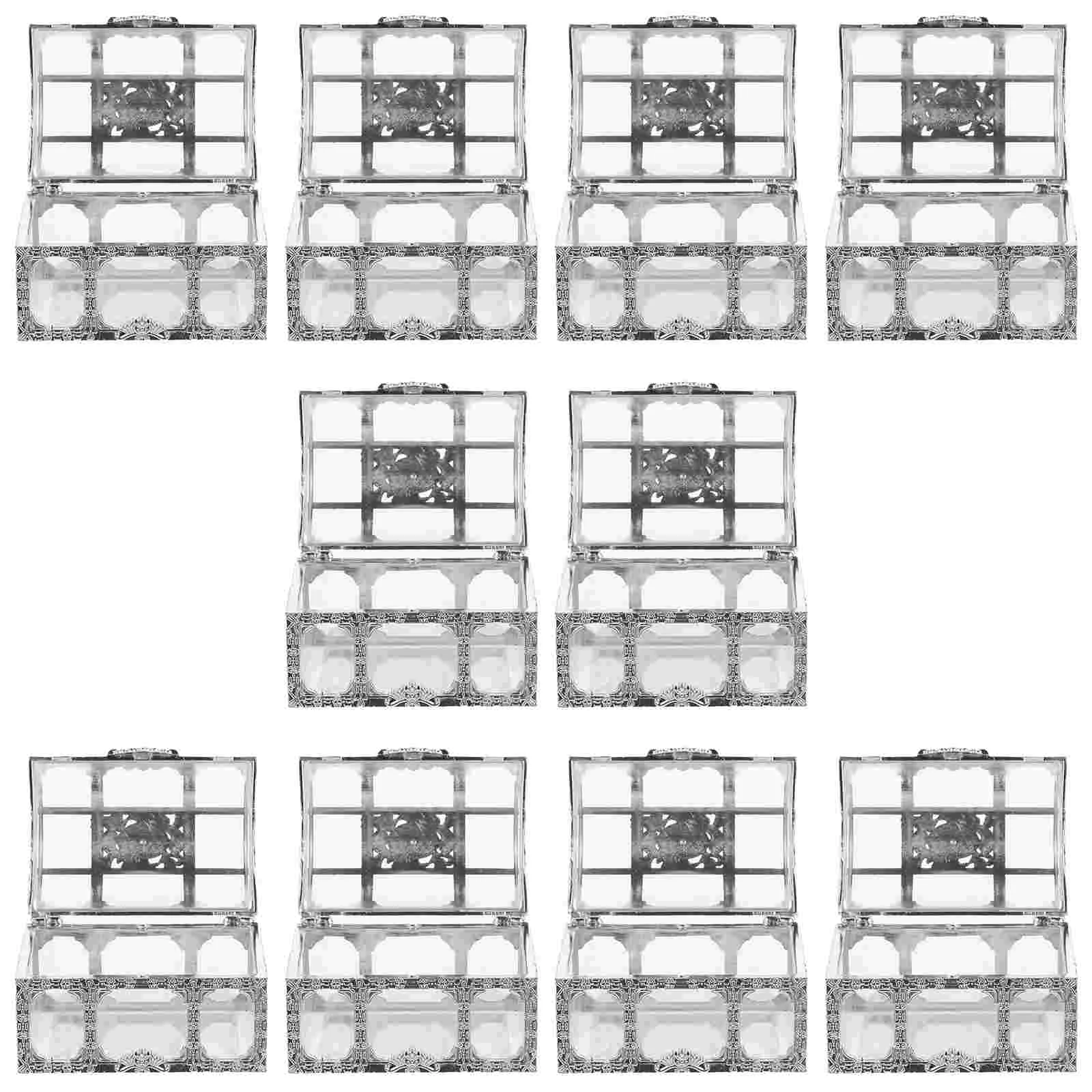 

Plastic Transparent Pirate Treasure Storage Box Crystal Gem Jewelry Trinket Keepsake Candy Packaging Boxes Organizer