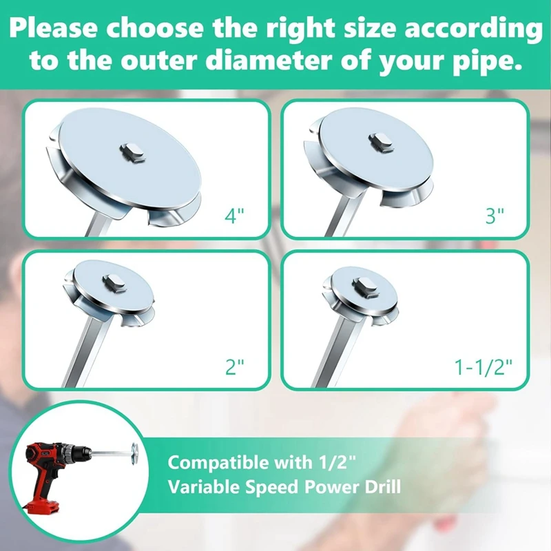 PVC 피팅 보호기 실버 금속, 허브로부터 SCH 40,1-1, 2In, 3In, 4in 헤드 제거용, 4 피스