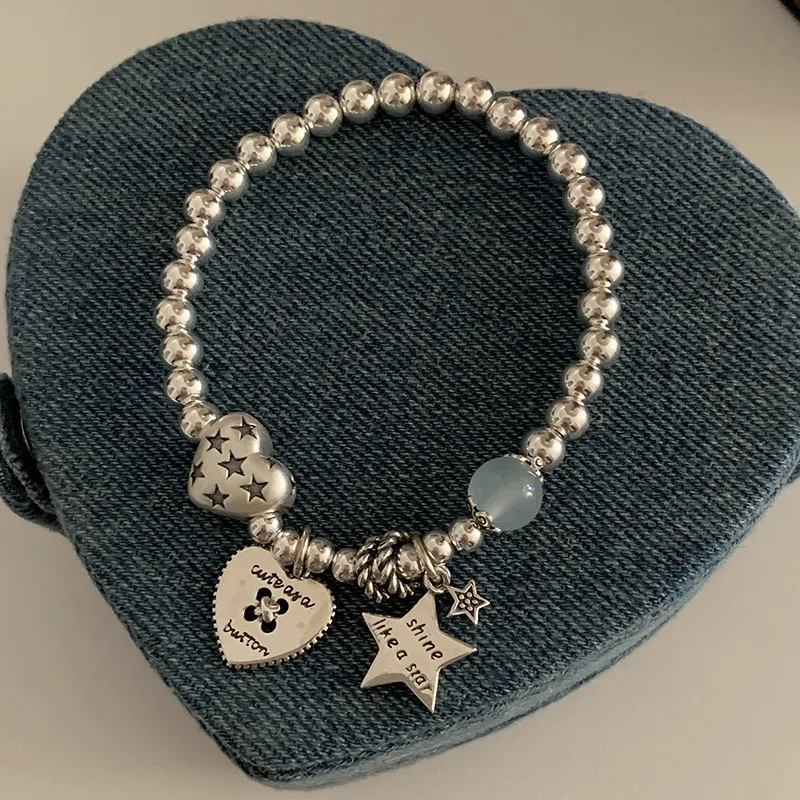 2024 New Fashion Beads Bracelet for Women Love Heart Star Charms Bracelets Party Jewelry Friend Gifts