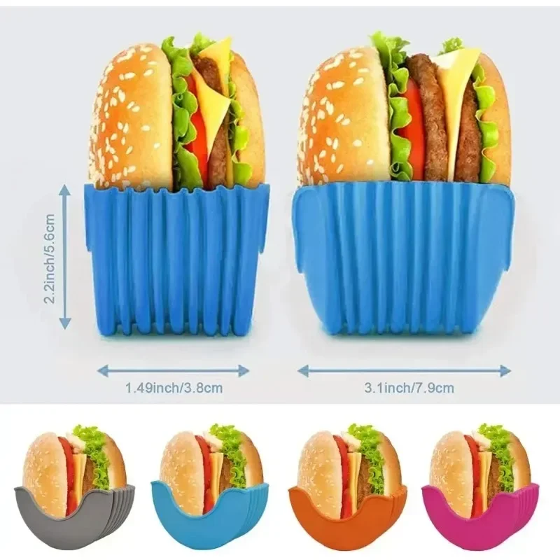 1-4pcs Reusable Burger Rack Useful Gadgets Silicone Frame Burger Tool Holder Shelf Storage Kitchen Organizer Tools Dining Bar LI