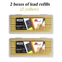 Vibrant Multi - Color Deep Hole Marking Woodworking Pencil Refills - 120 - Piece Set (2Yellow)