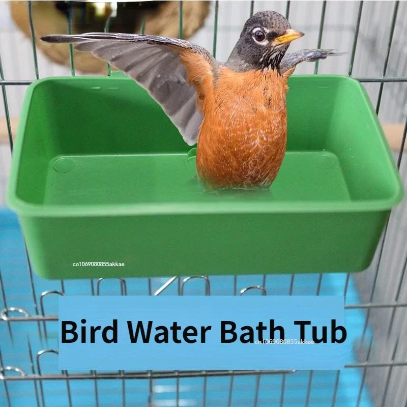 1pc Bird Water Bath Tub Pet Bird Bowl Parrots Parakeet Birdbath Cage Hanging Small Parrot Cage Pet Bird Food Tray Accessories