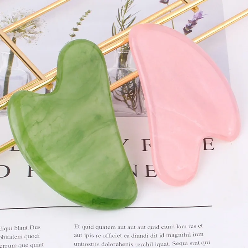 Natural Jade Gua Sha Scraper Board Massage Rose Quartz Jade Guasha Stone For Face Neck Skin Lifting Wrinkle Remover Beauty Care
