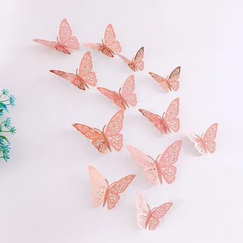12Pcs Fashion 3D Hollow Butterfly Creative Wall Sticker For DIY Wall Stickers Modern Wall Art Home Decorations DIY Gift 1