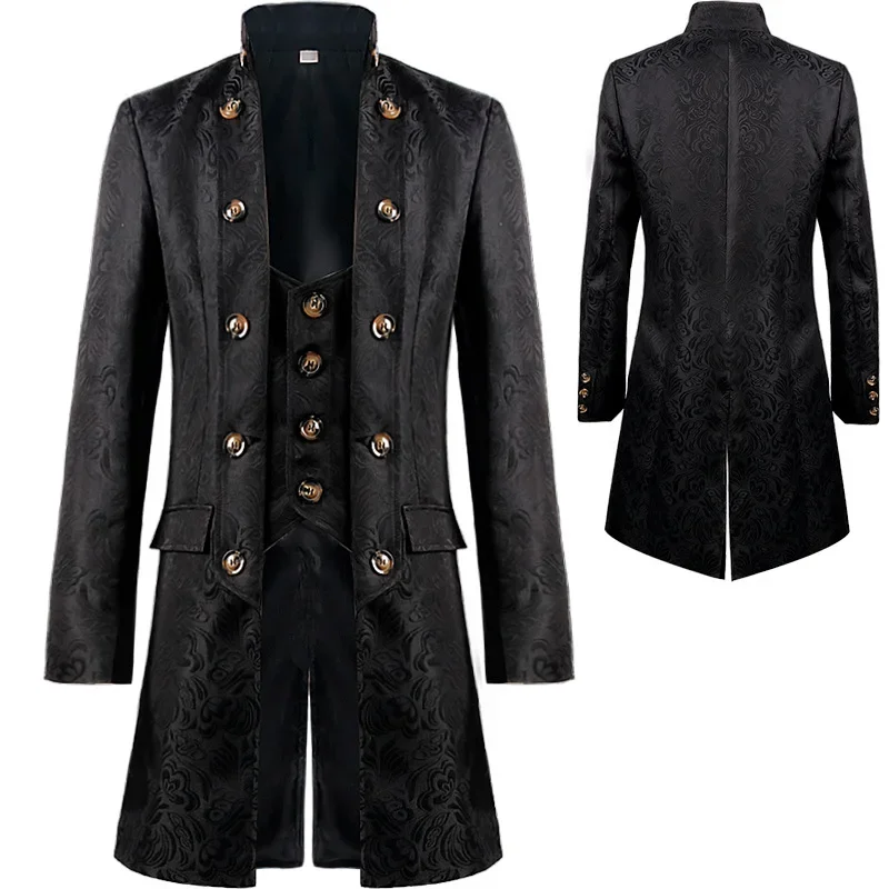 

Mens Medieval Steampunk Tailcoat Victorian Gothic Jackets Frock Coat Vintage Tuxedo Viking Renaissance Pirate Halloween Jackets