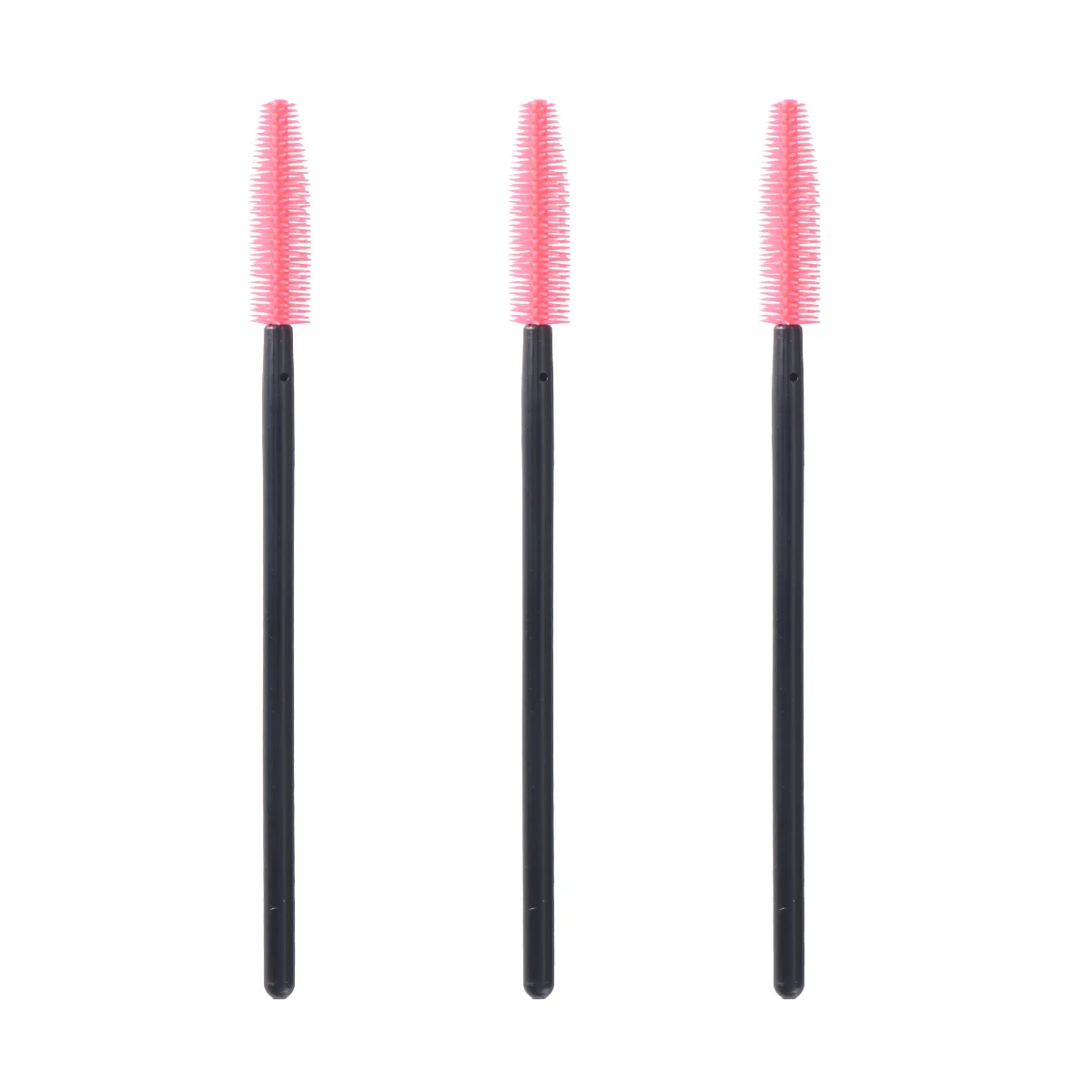 

100pcs Silicone Handle Artificial Fiber Bristles Eyelash Brushes Disposable Lash Curler Eyebrow Comb (Rosy) Makeup One-time