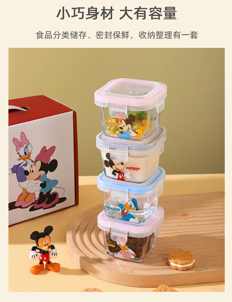 Fiambrera de cristal de dibujos animados de Disney con tapa Minnie Pato  Donald microondas sopa fruta fiambrera Anime TureMouse redondozhangyuxiang  zhangyuxiang unisex