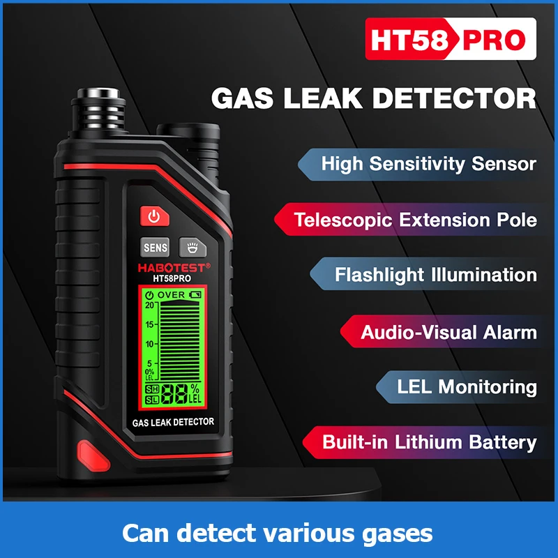 G1 전문 가스 누출 감지기, 가연성 천연 CO2 가연성 알코올 LPG 메탄 분석기, 가청 시각 경보 포함