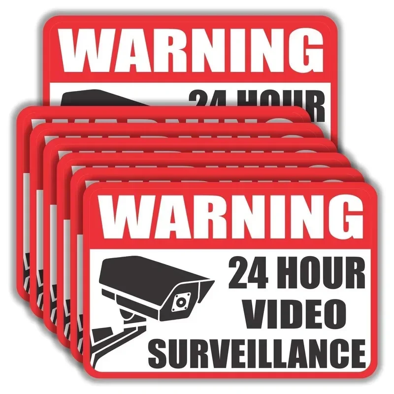 4"*6" 6PCs Video Surveillance Sign Sticker, Vinyl Decals - 2