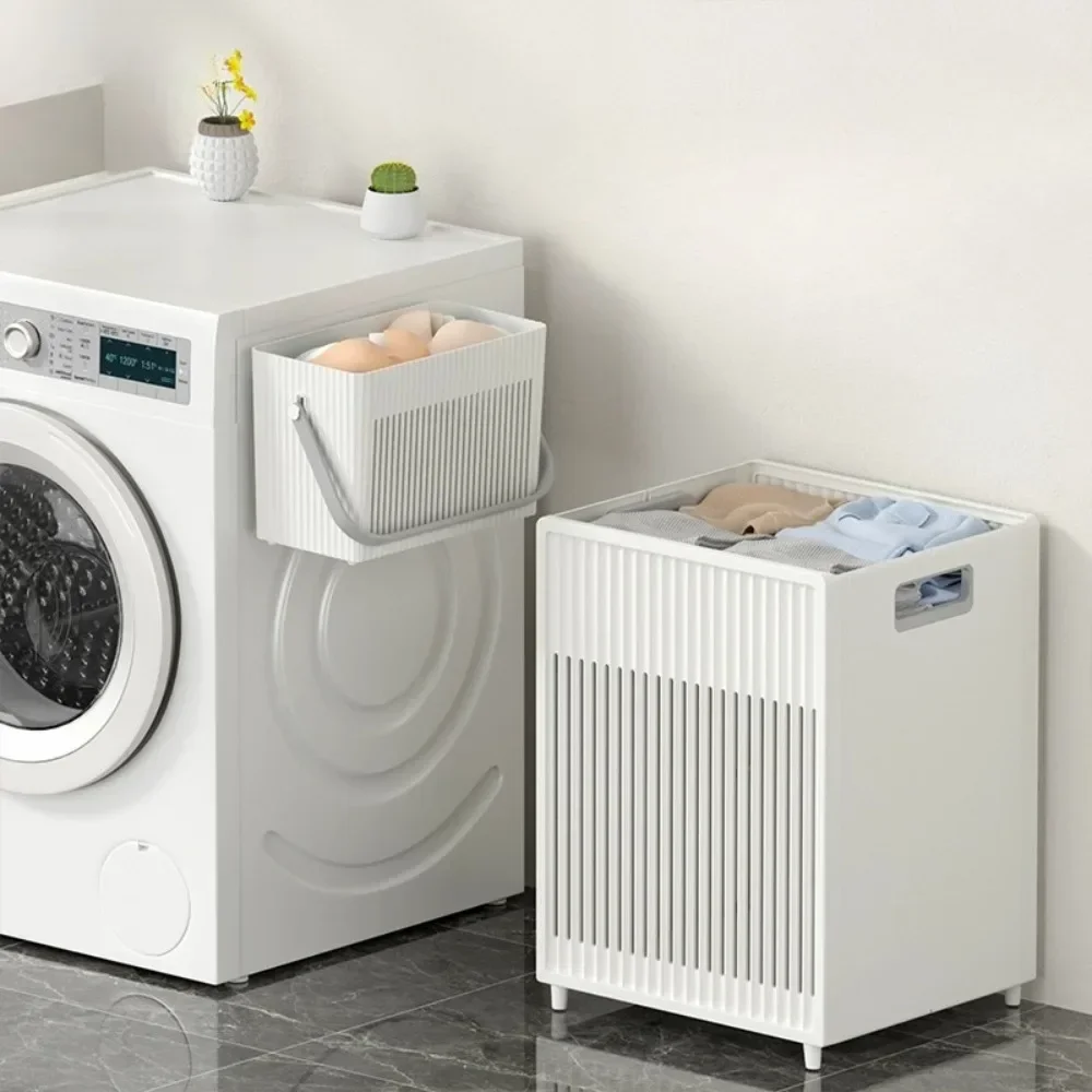 Foldable Plastic Clothing Sorting Basket Hollow Space Saving Laundry Basket Large Capacity Multifunction Bathroom Clothes Organizer