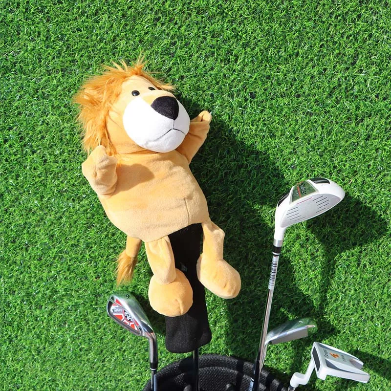 Cartoon Lion Golf Headcovers Plush Cute Golf Driver Fairway Wood Putter Headcover Accessory White Colors