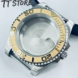 Sleek Silver 40mm Watch with Ceramic Bezel & Sapphire Case - Unisex Design - ETA2824 PT5000 (Gold 24)