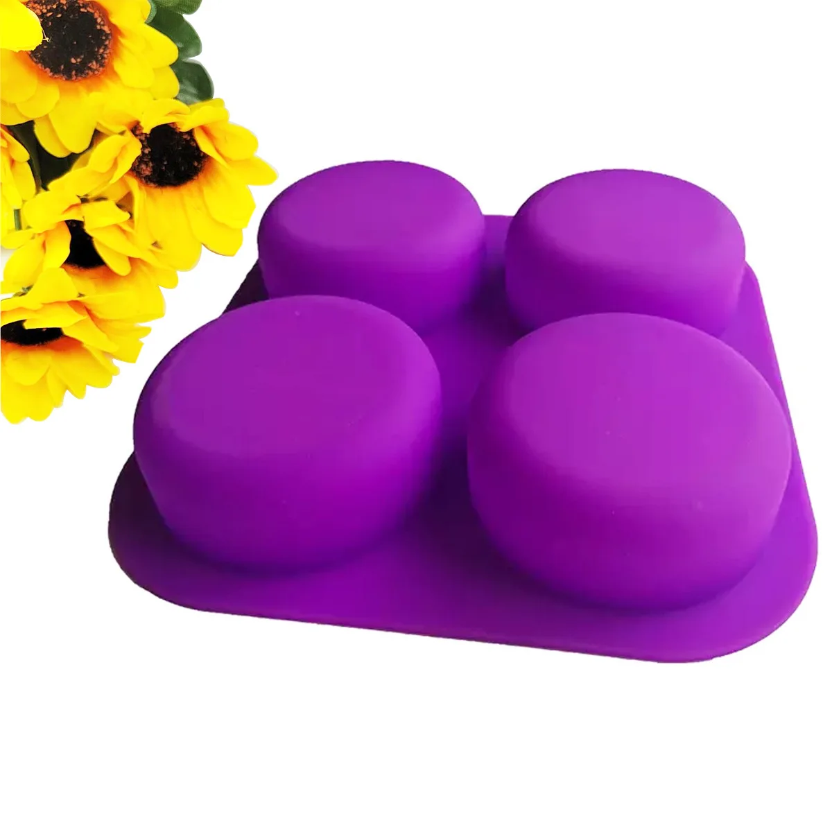 4 Cavity Round Silicone Soap Mold Handcraft Soap Making Mould DIY Cake Chocolate Baking Tools Food Grade Silicone Molds