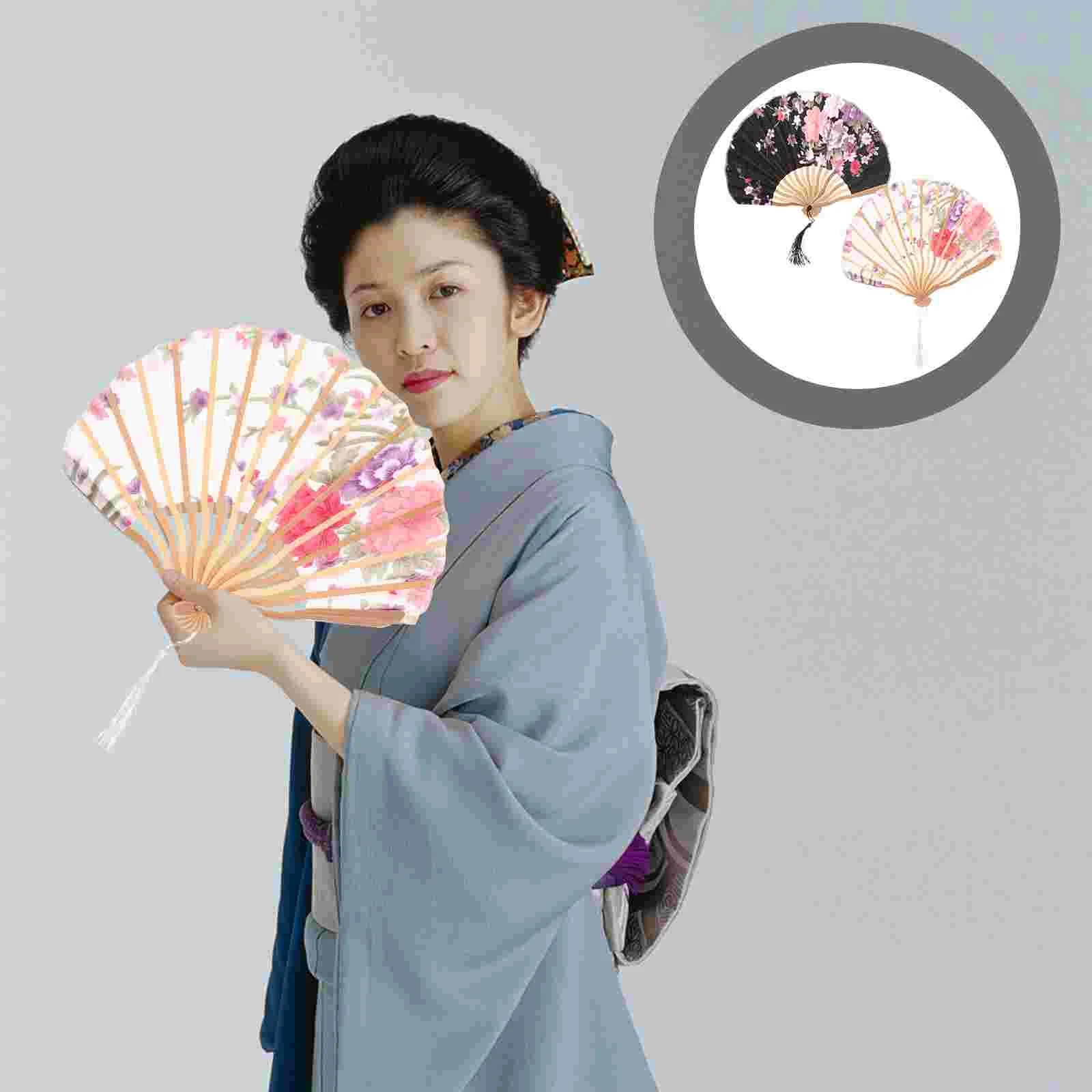 

2pcs Folding Fans Retro Japanese Style Fans Wooden Foldable Handheld Fans