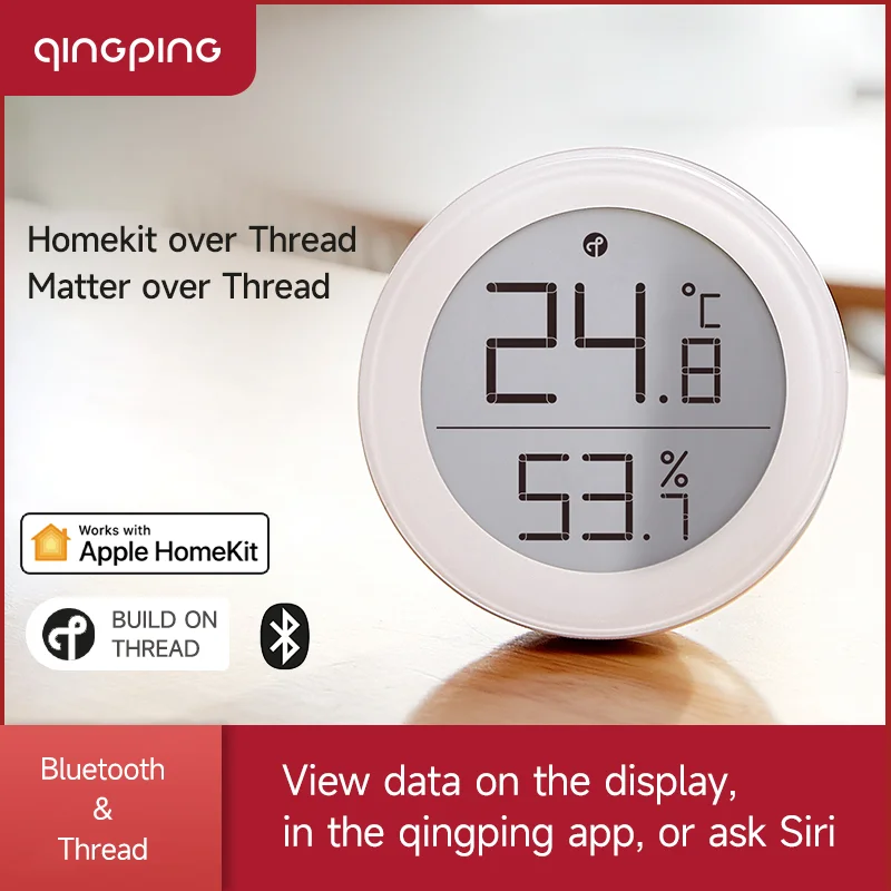 Qingping Thermometer Hygrometer T Apple HomeKit Smart Home Temperature &  Humidity Sensors,Wireless,Bluetooth and Thread Matter