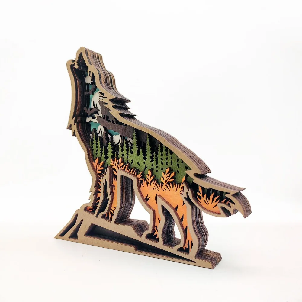 

Деревянная резьба по боксу с животными, красивый домашний декор, 6,1*6*1 дюйм, домашний декор ручной работы, резьба по дереву, волк, ремесла, гостиная