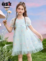 Tween Girls Summer Performance Dress Style Thin Mesh Dress