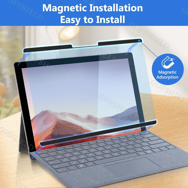 Magnetic Strip Adsorption Blue Light Blocking and Anti-Fingerprint Protector Screen Filter for Surface Pro 4/5/6/7/8/9/X