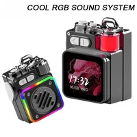 Portable Wireless Bluetooth Speaker Stereo Surround Metallic Outdoor Speaker LED Display Screen with RGB Desktop Subwoofer 2