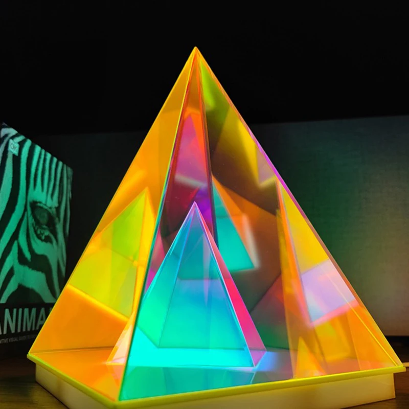 

Nordic Pyramid Triangle RGB Table Lamps Living Room Bedroom Bedside Color LED Desk Lamp Bar Gaming Room Indoor Atmosphere Lights