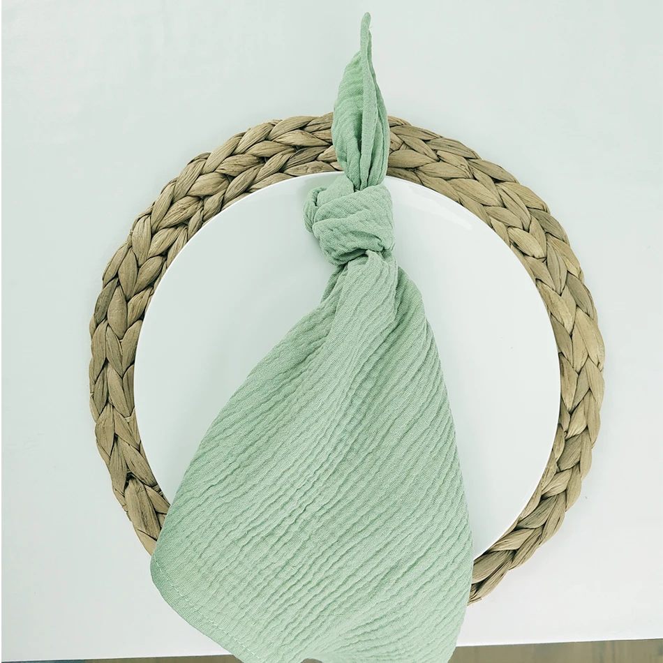 10PCS Cotton Cloth Napkins,40x40cm Durable Sage green Table Napkin, for Wedding Kitchen Party Birthday Decoration