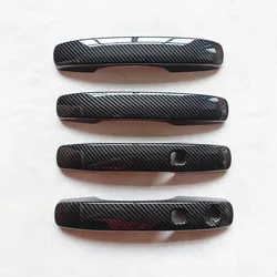 For Ford Ranger 2023 2024 Accessories Door Handle Cover Trim Plastic Chrome Imitation Carbon Fiber Gloss Black