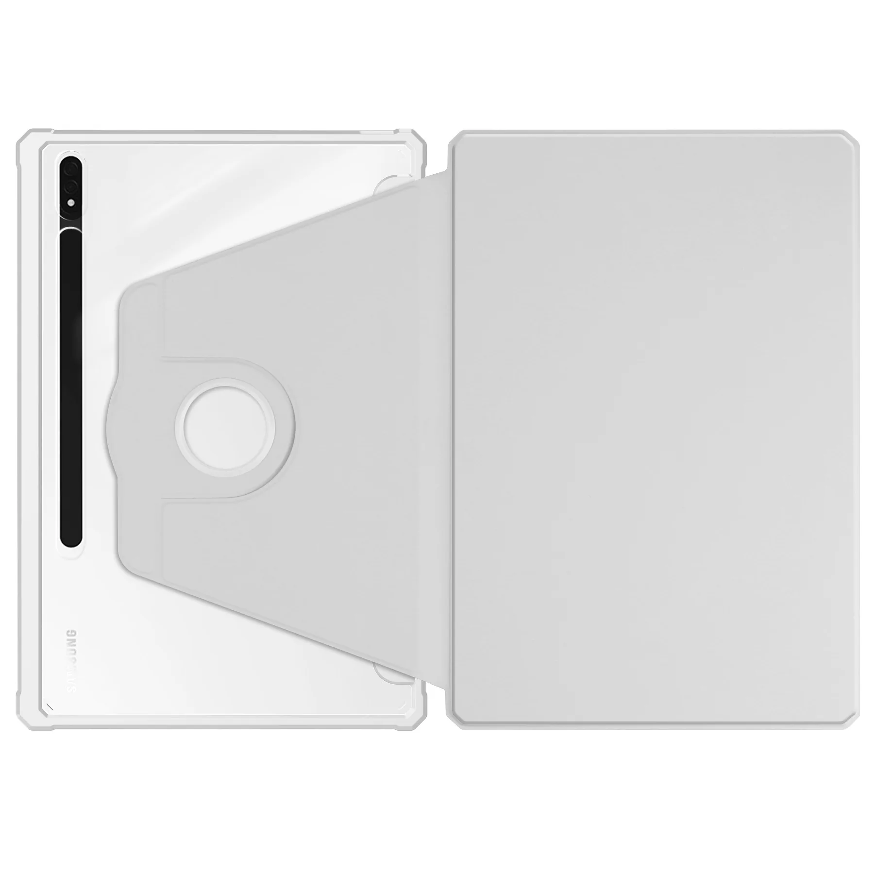 Premium Leather Tablet Case with 360° Rotation Stand and Clear Crystal Design