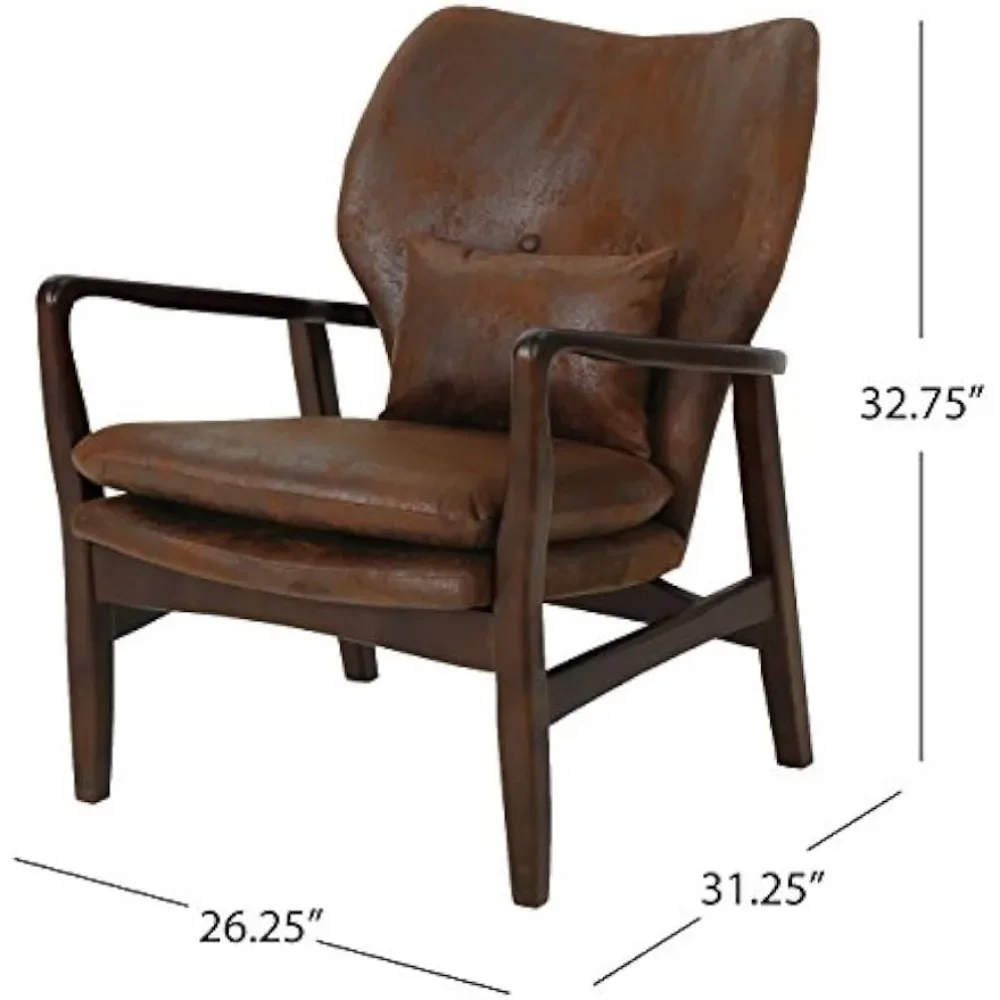 Christopher Knight Home Haddie Mid Century Modern Fabric Club Chair, Brown and Dark Espresso, 31.25D x 26.25W x 32.75H Inch 3