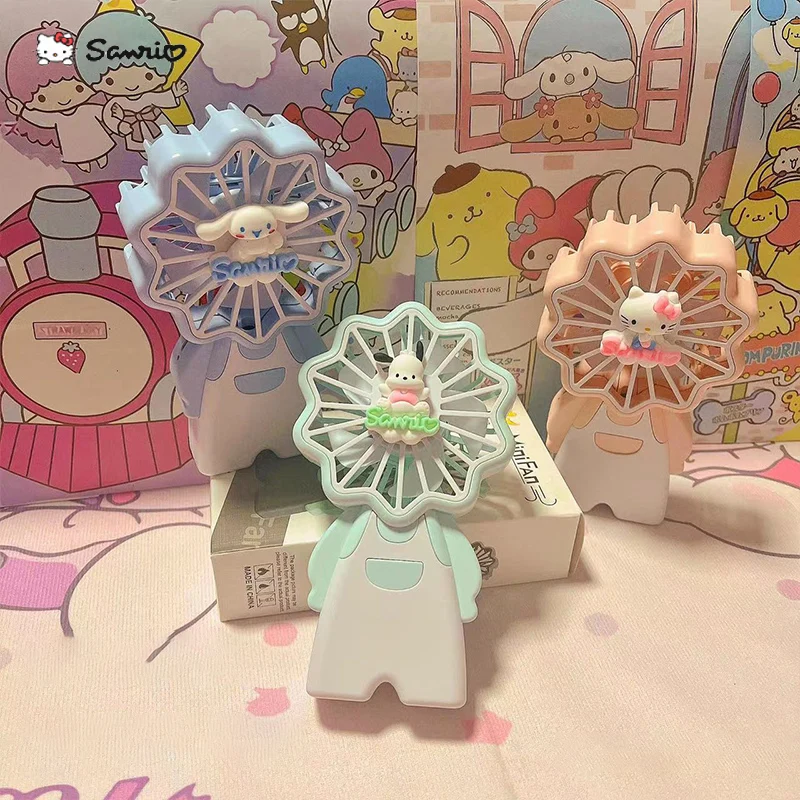 

New Fashion Summer Silent Handheld Fan Kawaii Sanrio USB Cinnamoroll Pachacco Cartoon Cute Student Dormitory Portable Mini Fan