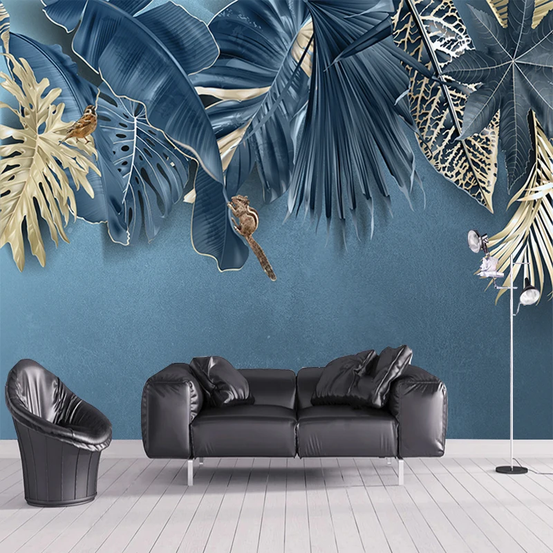 Plantas Tropicais Folha Mural Personalizado de Qualquer Tamanho Fresco Sala de Estar tv Sofá Quarto Fundo Decoração de Parede 3d