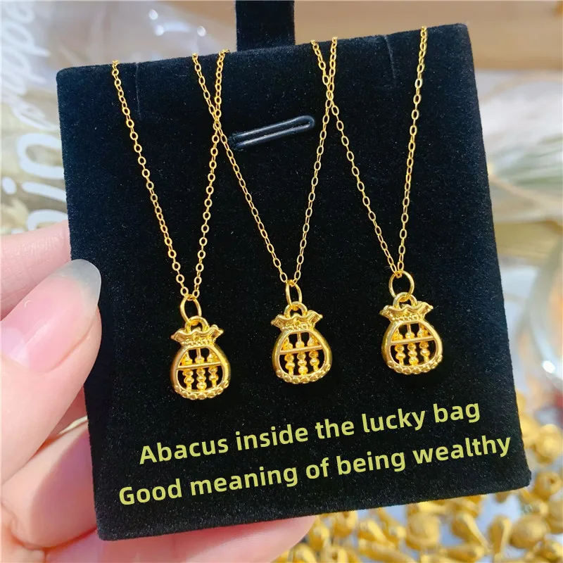 TIYINUO Real Pure Gold 999 Genuine 24K Lucky Bag Abacus Pendant 