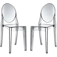 Modern Acrylic Stacking Two Dining Side Chairs in Smoke 1