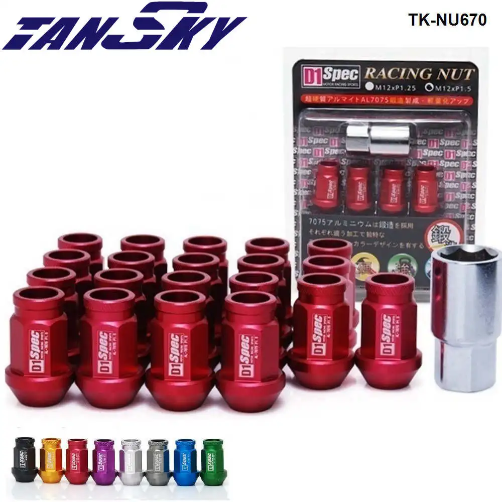 TANSKY-D1 Spec Auto Wheel Lug Nuts Lock M12xP1.5/M12xP1.25 20pcs With One Lock For Honda Toyota Lexus Mitsubishi TK-NU670