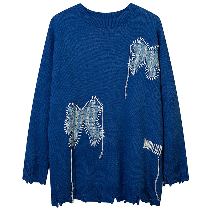 

Men Butterfly Knitted Loose Patchwork Sweaters Streetwear Winter Hiphop Unisex Casual Vintage Oversized Couple Pullovers Sweater