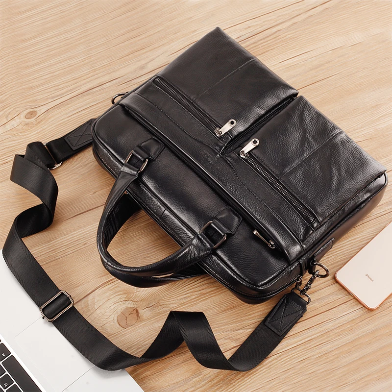 Briefcase Male Messenger Bag Men's Genuine Leather Office Bag For
