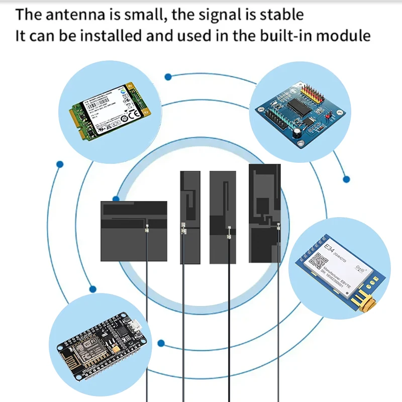 10개 도매 고이득 7DBI 4G LTE 3G GSM 내장형 FPC PCB 플렉시블 패치 안테나 옴니 WiFi 안테나 U.fl 신호 증폭