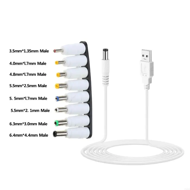 Universal 8 in 1 USB to DC5V Power Cable with 8PCS DC5521 5525 1735 4017 Plugs For Various Devices Power Charging,charging cable,usb charging cable