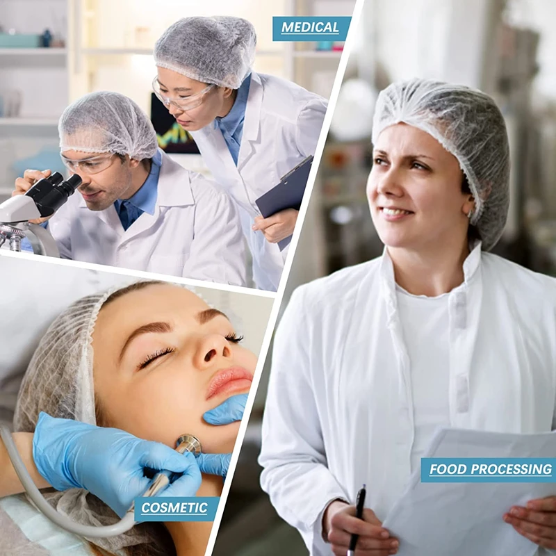 20 Pezzi Monouso In Tessuto Non Tessuto Cappello Da Cuoco Bagno Antipolvere A Prova Di Perda Di Capelli Officina Alimentare Salone Di Bellezza Copricapo - Foto 3