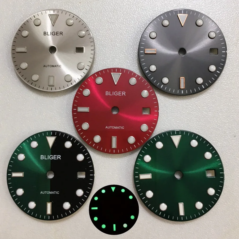 BLIGER 28.5mm watch dial Sun print dial luminous for MIYOTA 8215 MINGZHU2813 PT5000 ETA2824 2836 movement