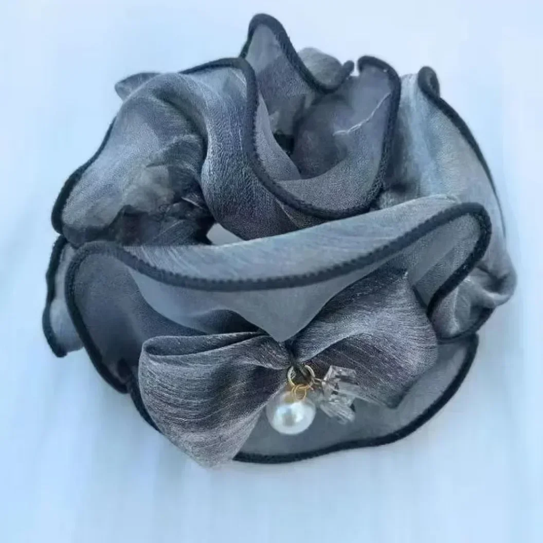 Elegant Pearl Flower Hair Scrunchie - Stylish Korean Hair Accessory