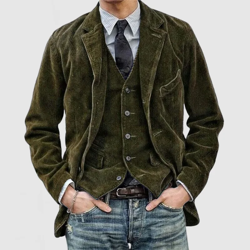 

Autumn Winter Man Causal Lapel Collar Coats New Men Solid Button Corduroy Jackets Vintage Men Business Slim Long Sleeved Outwear