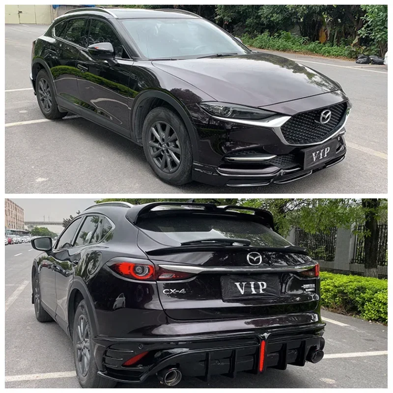 

For Mazda CX4 CX-4 2020 2021 2022 2023 High Quality ABS Black Bumper Front Lip Rear Diffuser Side Skirt Spoiler Exhaust Body Kit