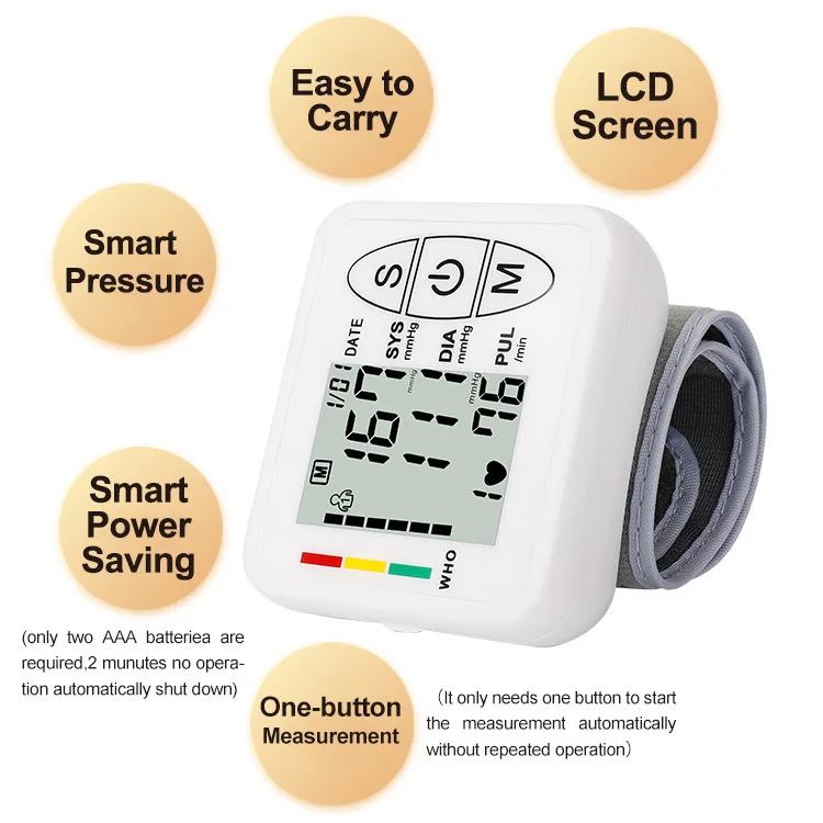 Wrist Electronic Blood Pressure Monitor, Household Fully Automatic Blood Pressure Measurement Portable Measuring Instrument